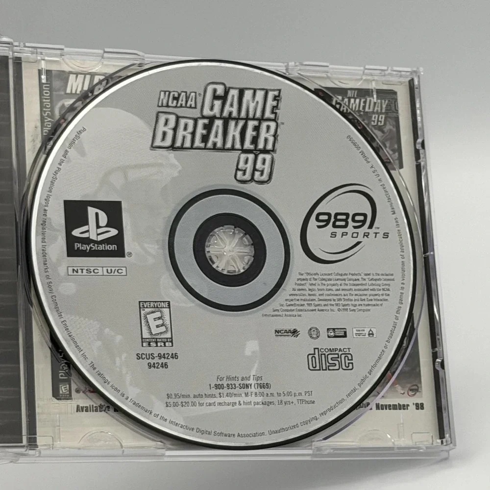 NCAA GameBreaker 99 Sony PlayStation 1 PS1 1998 Complete CIB Football 989 Sports